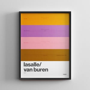LaSalle / Van Buren Station / Chicago L / CTA / Minimal Poster / U-Bahn Stil Wand / Dekoration Reisegeschenk