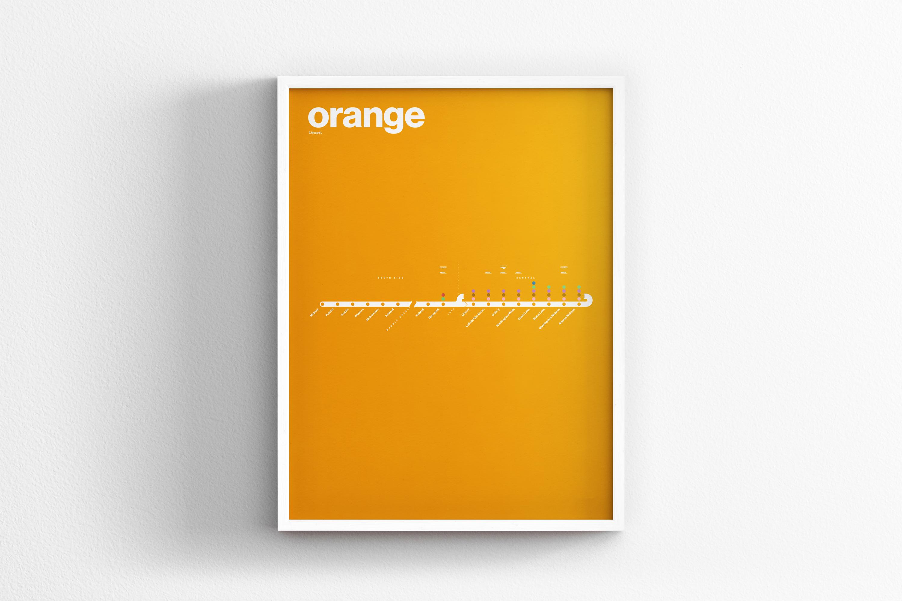 Chicago L Orange Line Map / CTA Train / Minimal Poster Print / Subway ...