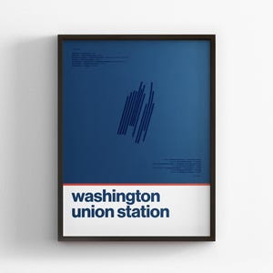 Washington Union Station / Amtrak / DC Minimal Diagram Poster Print / Subway Style Wall Art / Canvas Home Decor / Black Frame Travel Gift