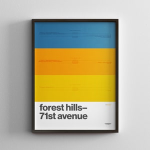 Forest Hills–71st Avenue / Queens Boulevard Line / New York City Subway / NYC Minimal Poster Print / Wall Art Sign / Home Decor Travel Gift