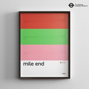 Mile End Station / London Underground / Tube Map Minimal Poster Print / Subway Style Wall Art / Canvas Home Decor / Ingelijste reiscadeau