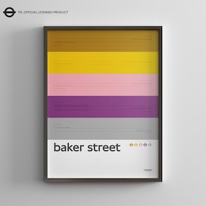 Baker Street Station / Londoner U-Bahn / Tube Map Minimal Poster Druck / U-Bahn Stil Wand Kunst / Leinwand Dekor Leinwand / Reise Geschenk