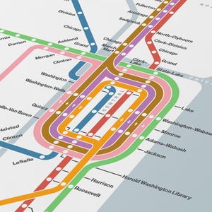 Chicago L Subway Map / CTA / Minimal Poster Print / Subway Style Wall ...