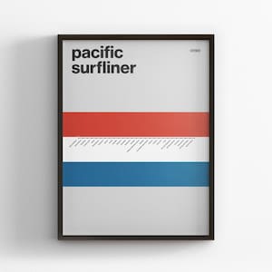 Pacific Surfliner Map, Retro Amtrak, Minimal Poster Print, Canvas Home Decor, Framed Travel Gift, Subway Style Wall Art, Metro Rail Sign