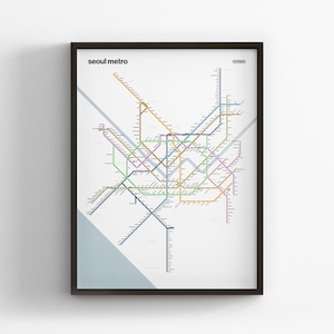 Seoul Metro 서울교통공사 Light Mode Map, Minimal Poster Print, Canvas Home Decor, Framed Travel Gift, Subway Style Wall Art, Rail Transit Sign