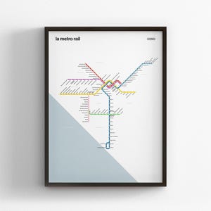 LA Metro Rail Light Mode Map, Minimal Poster Print, Canvas Home Decor, Framed Travel Gift, Subway Style Wall Art, Metro Transit Rail Sign