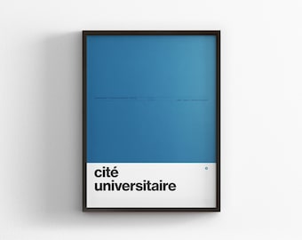 Cité Universitaire Station / Paris RER / Metro Minimal Poster Druck / U-Bahn Stil Wand Kunst / Wohndekor / Rahmen Reisegeschenk / Zugschild