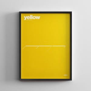Mapa da Linha Amarela / Trem CTA Chicago L / Impressão de pôster minimalista / Arte de parede estilo metrô / Decoração de casa em tela / Presente de viagem emoldurado