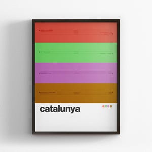 Station Catalunya / Barcelona Metro Spanien / Minimal Poster / Leinwand Wand Kunst / Reise Dekor / Schwarzer Rahmen Schild
