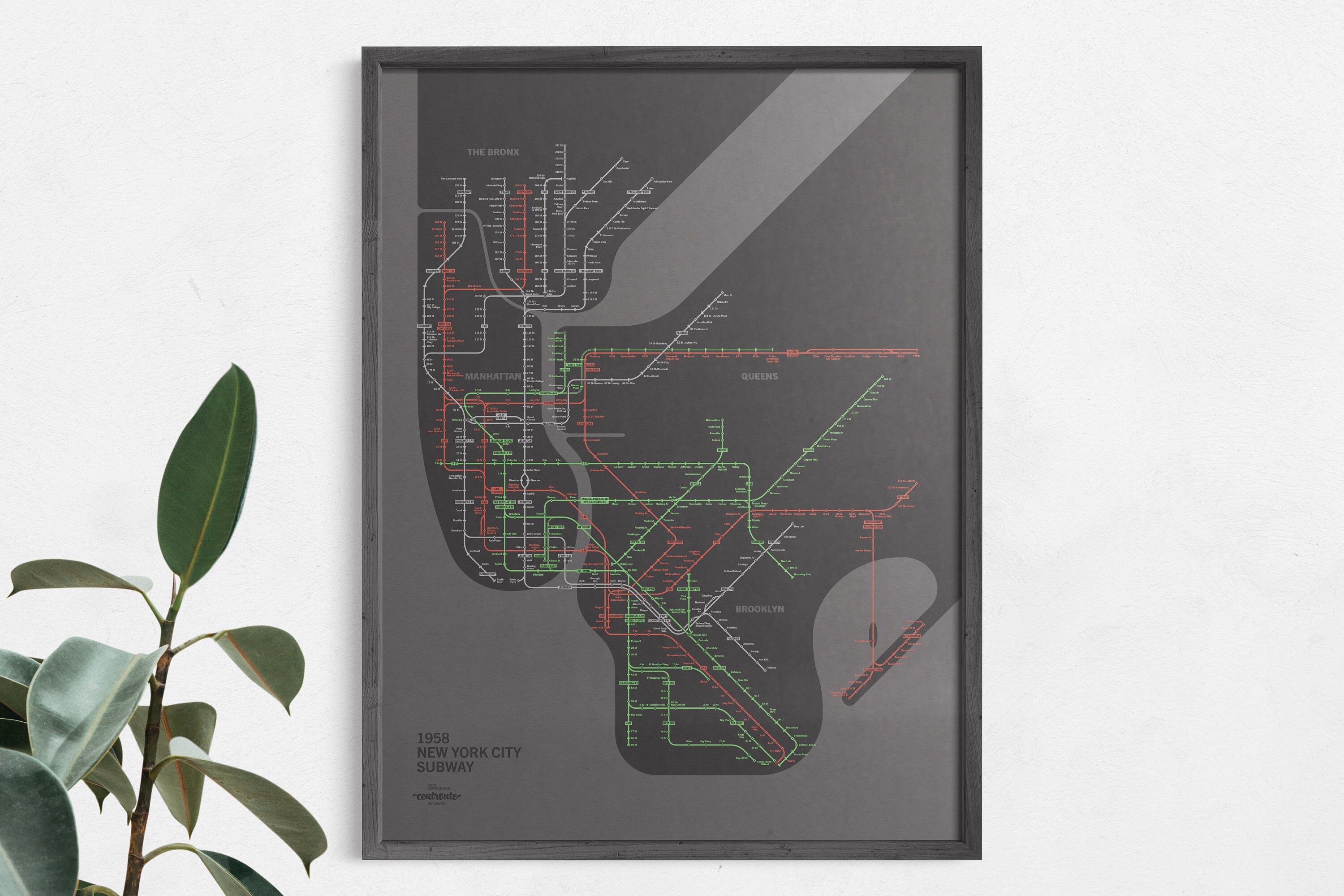 aspekt Tranquility svinge Buy 1958 New York City Subway Map / Dark Mode Retro Salomon / Online in  India - Etsy