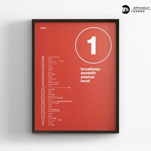 NYC 1 Train Map Einfarbig / Minimal Poster Druck / New York City Subway Style Wand Kunst / Leinwand Dekor Home Decor / Geschenk