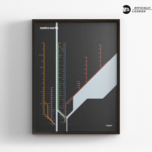 Metro North, Dark Mode Karte, Minimal Poster, Leinwand Wohnkultur, gerahmt Reisegeschenk, U-Bahn Stil Wandkunst, Schild, MTA
