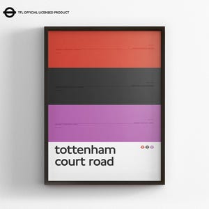 Tottenham Court Road Station / London Underground / Tube kaart minimale posterprint / Subway Style Wall Art / Canvas Home Decor / ingelijst cadeau