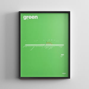 Chicago L Green Line / CTA Zug / Minimal Karte Poster / U-Bahn Stil Wand Kunst Wohndekor Reisegeschenk / schwarzer Rahmen Schiene