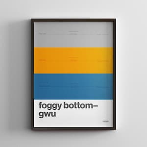 Foggy Bottom–GWU Station / Washington DC Metro / Minimal Poster Print / Subway Style Wall Art / Canvas Home Decor / Rail Sign Travel Gift