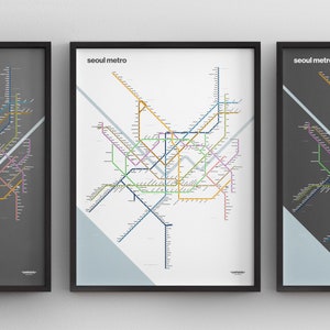 Seoul U-Bahn Englisch Karte / maigrünes Vintage Poster / maigrünes Poster / Minimal Poster / Minimalistisches Poster / Wandkunst im U-Bahn-Stil / Wanddeko im U-Bahn-Stil / Korea Geschenk / Zugschild