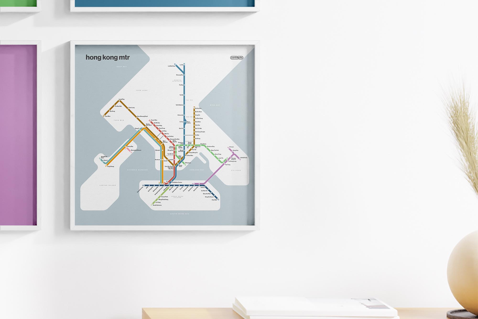 Hong Kong MTR Map / 港鐵 / 港铁 / Mass Transit Railway / Minimal Poster ...