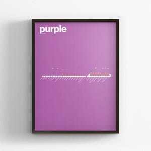 Mapa da Linha Roxa do Metrô de Chicago / Trem CTA / Pôster Minimalista / Arte de Parede Estilo Metrô / Decoração para Casa / Presente de Viagem