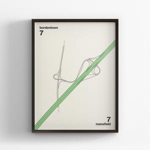 Exit 7 New Jersey Turnpike Karte, Wandbild im modernen Stil, Wohnkultur, gerahmtes Reisegeschenk, minimalistisches Poster, Landstraße, Road Trip