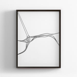 Kennedy Interchange Road Map Line Art / I-65 Louisville Kentucky / Minimal Poster Print / Canvas Home Decor Aesthetic / Framed Travel Gift