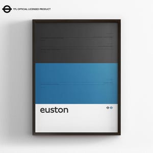 Estación de Euston, mapa del metro de Londres, póster minimalista, arte mural estilo metro, lienzo decorativo para el hogar, regalo de viaje enmarcado, señal de tren