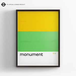 Monument Station / London Underground / Tube Map Minimal Poster Print / Subway Style Wall Art / Canvas Home Decor Sign / Framed Travel Gift