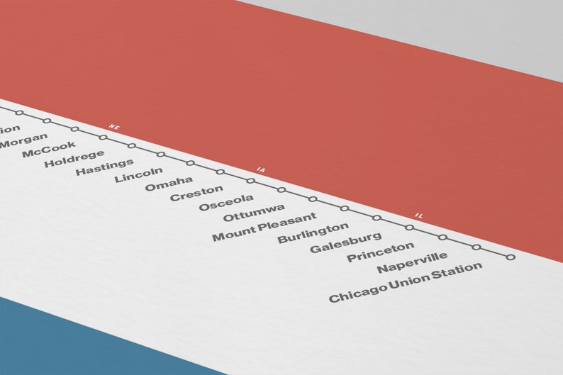 California Zephyr Amtrak Map / Minimal Poster Print / Chicago - Etsy