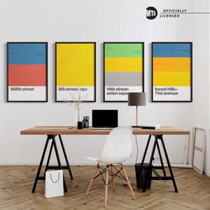 NYC U-Bahn Station Druck / New York City / Minimalistischer Poster Druck / Subway Style Wand Kunst / Leinwand Dekor / Schwarzer Rahmen Reisegeschenk