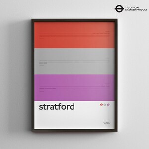 Póster minimalista de la estación de Stratford, metro de Londres, mapa del metro, arte de pared estilo metro, decoración del hogar en lienzo, regalo de viaje enmarcado