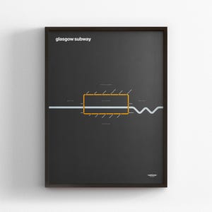 Glasgow Subway, Dark Mode Map, Minimal Poster Print, Canvas Home Decor, Framed Travel Gift, Subway Style Wall Art, Metro Rail Transit Sign