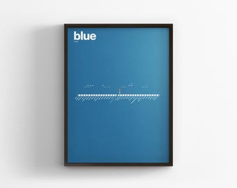 Chicago L Blue Line Map / CTA  Train / Minimal Poster Print / Subway Style Wall Art / Canvas Home Decor / Black Frame Travel Gift Rail Sign