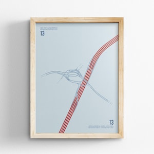 Exit 13 New Jersey Turnpike Karte, Retro Stil Wand Kunst, Leinwand Dekoration, gerahmt Reisegeschenk, Minimal Poster Druck, Landstraße Schild, Road Trip