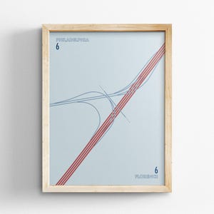 Exit 6 New Jersey Turnpike Karte, Retro-Stil Wandkunst, Leinwand Wohnkultur, gerahmt Reisegeschenk, Minimal Poster Druck, Landstraße Schild, Road Trip