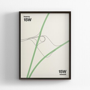 Raus 15W New Jersey Turnpike Karte, moderne Kunst, Wandkunst, Leinwand Dekor, gerahmt Reisegeschenk, Minimal Poster Druck, Landstraße Schild Road Trip