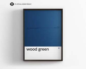 Wood Green Station Print, London Underground Wall Art, Minimal Tube Poster, Framed Transit Decor