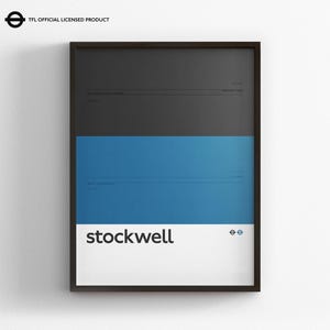 Stockwell Station / Londoner U-Bahn / Tube Map Minimales Poster Druck / U-Bahn Stil Wand Kunst / Leinwand Dekor Leinwand / Reisegeschenk gerahmt