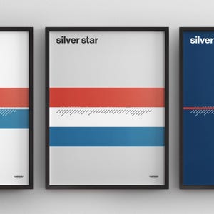 Silver Star Antrak Karte / Minimal Poster / NYC Boston DC / U-Bahn Stil Wand Kunst / Leinwand Dekor / Eisenbahn Geschenk