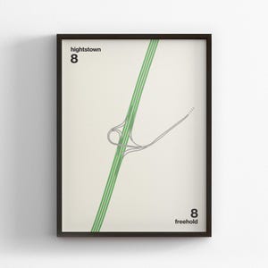 Exit 8 New Jersey Turnpike Karte, Wandkunst im modernen Stil, Wohnkultur, gerahmtes Reisegeschenk, minimalistisches Poster, Landstraße, Road Trip