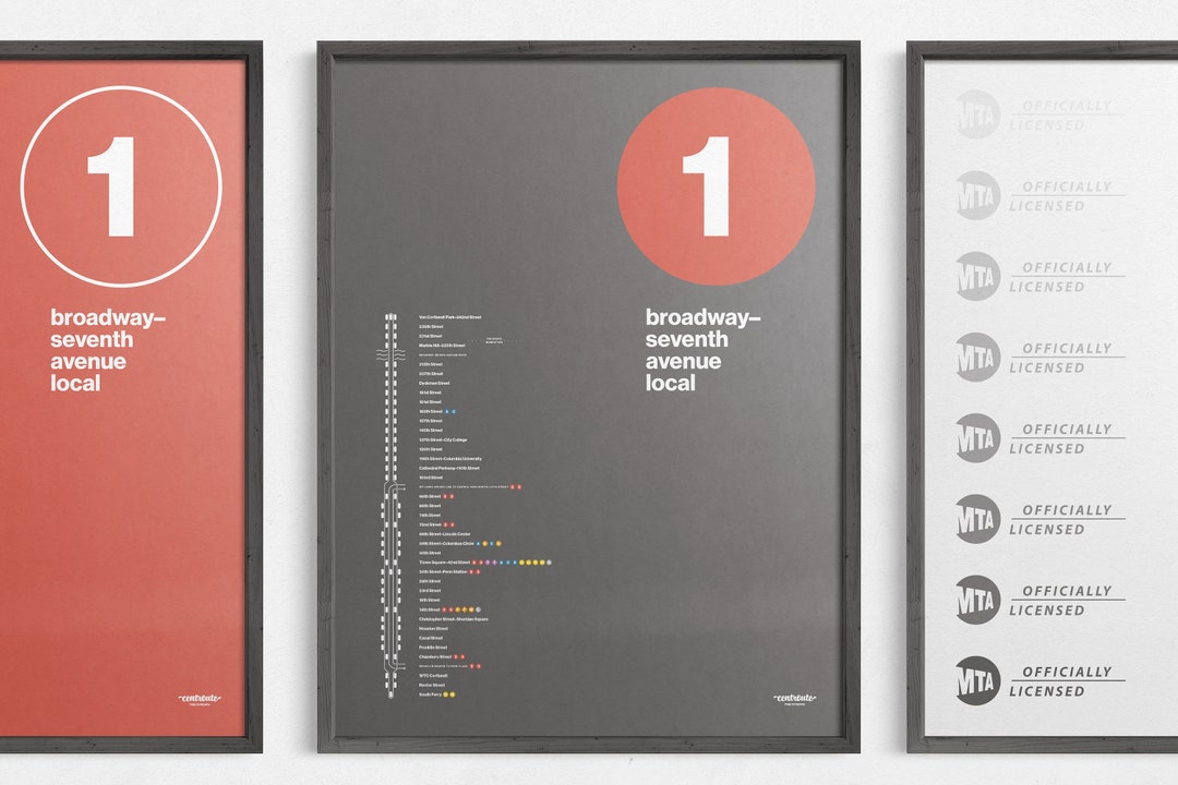 NYC 1 Train Map / New York City / Minimal Poster Print / Etsy