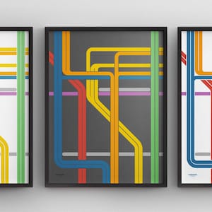 Midtown Manhattan NYC Subway Map / New York City / Minimal Poster Print / Railway Wall Art / Canvas Home Decor / Black Frame Travel Gift