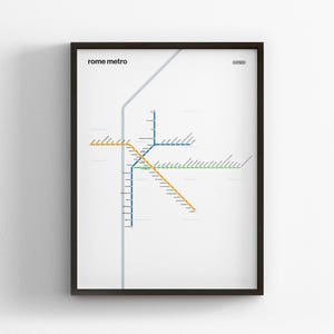 Mappa della metropolitana di Roma in modalità luce, stampa poster minimalista, decorazione per la casa su tela, regalo da viaggio con cornice, decorazione da parete in stile metropolitana, cartello del trasporto ferroviario della metropolitana