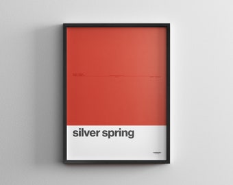 Silver Spring Station / Washington DC Metro / Minimal Poster Print / Subway Style Wall Art / Canvas Home Decor / Travel Gift