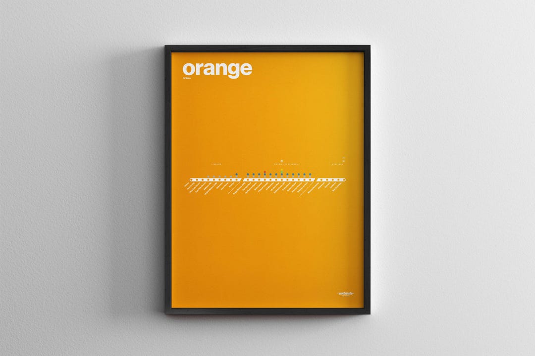 DC Metro Orange Line / Washington DC / Minimal Map / Poster Print ...