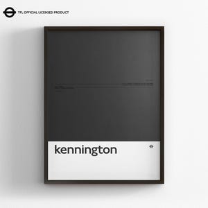 Póster minimalista con mapa del metro de Londres, estación de Kennington, arte de pared estilo metro, decoración del hogar en lienzo, regalo de viaje enmarcado