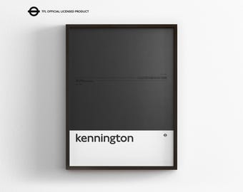 Kennington Station / London Underground / Tube Map Minimal Poster Print / Subway Style Wall Art / Canvas Home Decor / Framed Travel Gift