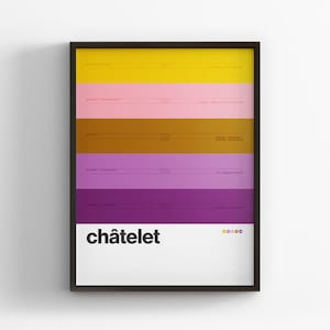 Estación de Châtelet / Metro de París / Impresión de póster minimalista / Arte de pared estilo metro / Decoración del hogar en lienzo / Regalo de viaje en tren urbano / Minimalista