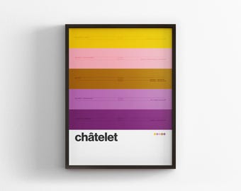 Châtelet Station / Pariser U-Bahn / Minimal Poster Druck / U-Bahn Stil Wand Kunst / Leinwand Wohnkultur / S-Bahn Reise Geschenk / Minimalistisch