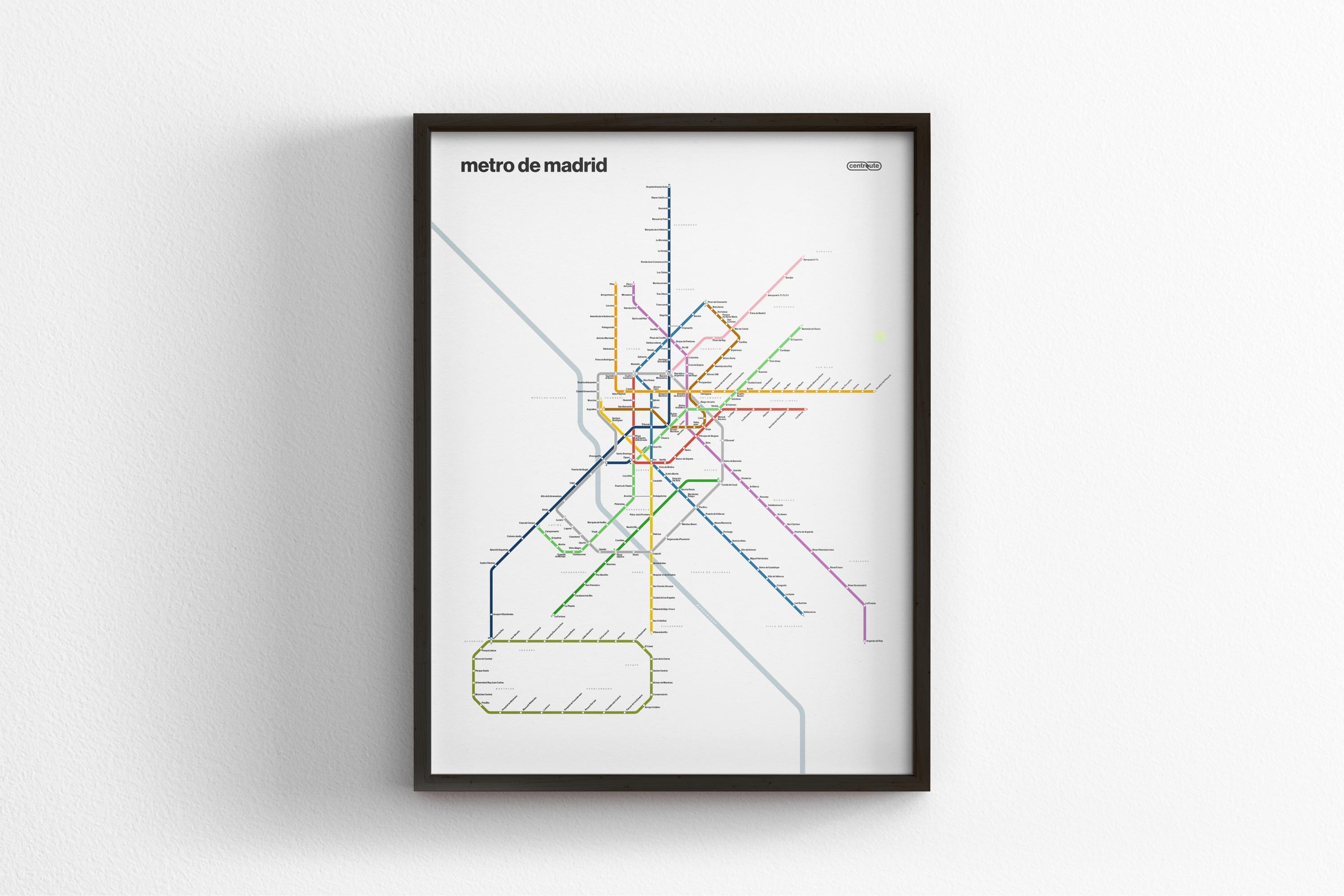 Madrid Metro Map / Spain / Minimal Poster Print / Subway Style Wall Art ...