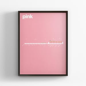 Pôster minimalista com mapa da Linha Rosa do Metrô de Chicago / Trem CTA / Arte de parede estilo metrô / Decoração para casa / Presente de viagem / Placa de trilho com moldura preta