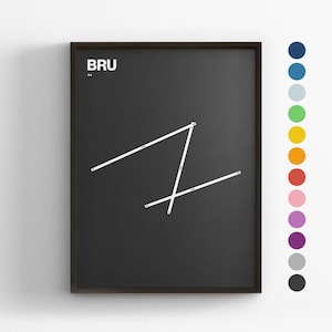 BRU Runways, Brüssel Airport Luchthaven, Minimal Poster, Wohnkultur, gerahmt Reisegeschenk, Luftfahrt Wandkunst, Transport Karte Zeichen